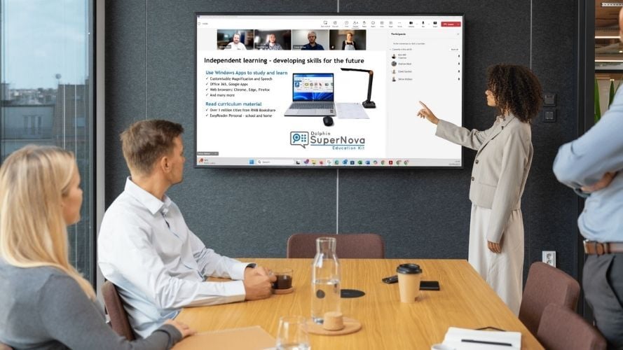 Education Kit demo on screen in an office
