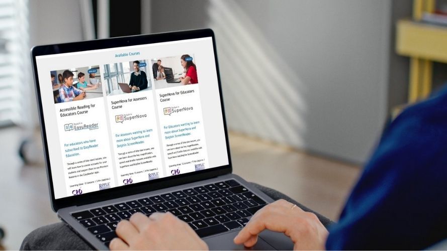 Learning Zone courses displayed on a laptop screen